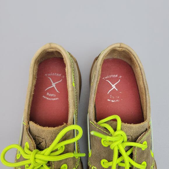 Youth Twisted X Bomber Slip On Shoe Leather Lace Up Moc Neon Yellow Size 4.5 - Picture 6 of 10